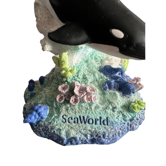 Vintage Seaworld Family Of Orca Whales Shamu On‎ White Coral 10" Ceramic Statue - Picture 2 of 16